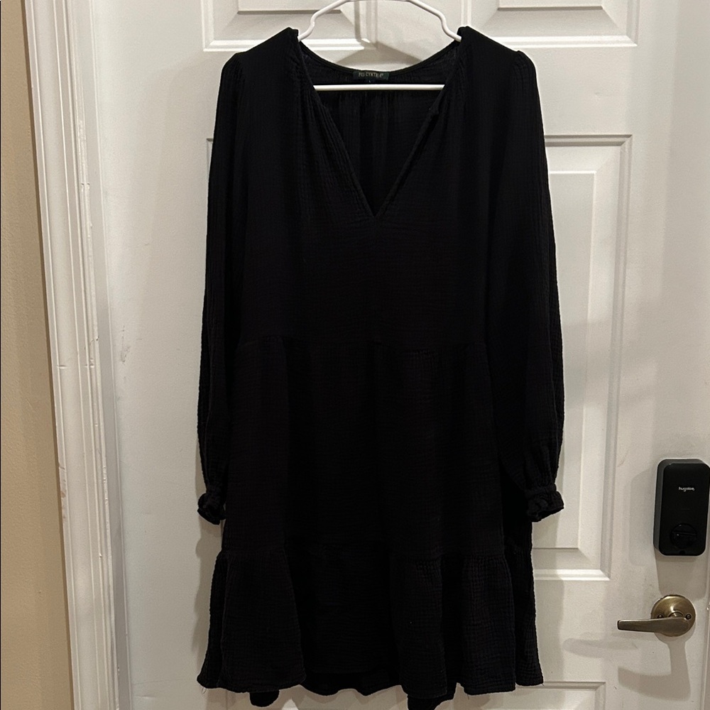 For Cynthia Black Long Sleeve Dress
